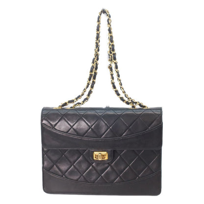 Chanel Black Lamb 2.55 Quilted Turnlock Chain Shoulder Bag