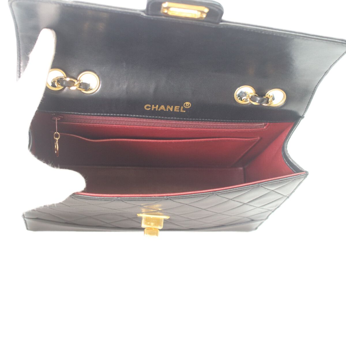 Chanel Black Lamb 2.55 Quilted Turnlock Chain Shoulder Bag — view 8