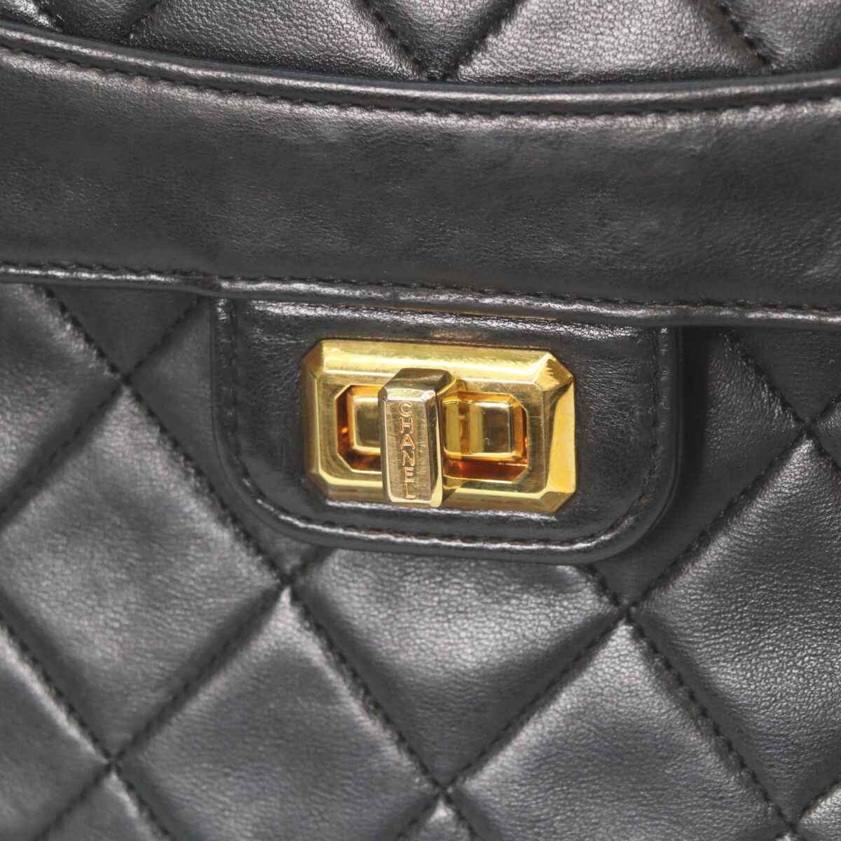 Chanel Black Lamb 2.55 Quilted Turnlock Chain Shoulder Bag — view 6