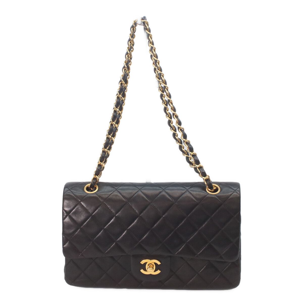 Chanel Black Lamb Gold Quilted 25 Shoulder Bag