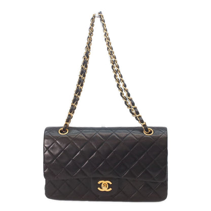 Chanel Black Lamb Gold Quilted 25 Shoulder Bag