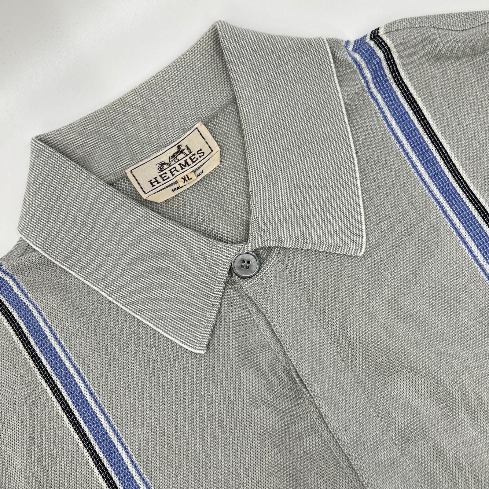 Hermes Navy Cotton 100% Short Sleeve Polo Shirt XL — view 6