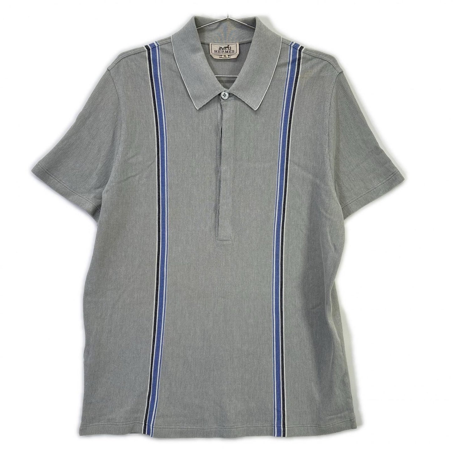 Hermes Navy Cotton 100% Short Sleeve Polo Shirt XL