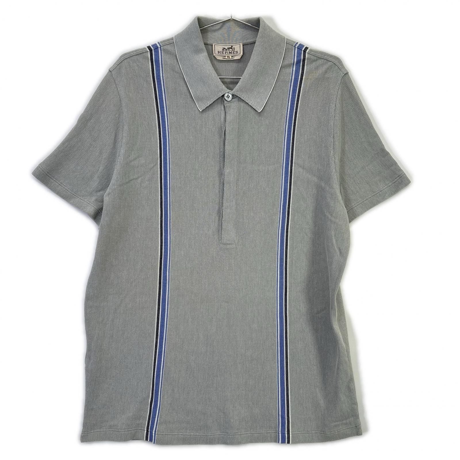Hermes Navy Cotton 100% Short Sleeve Polo Shirt XL