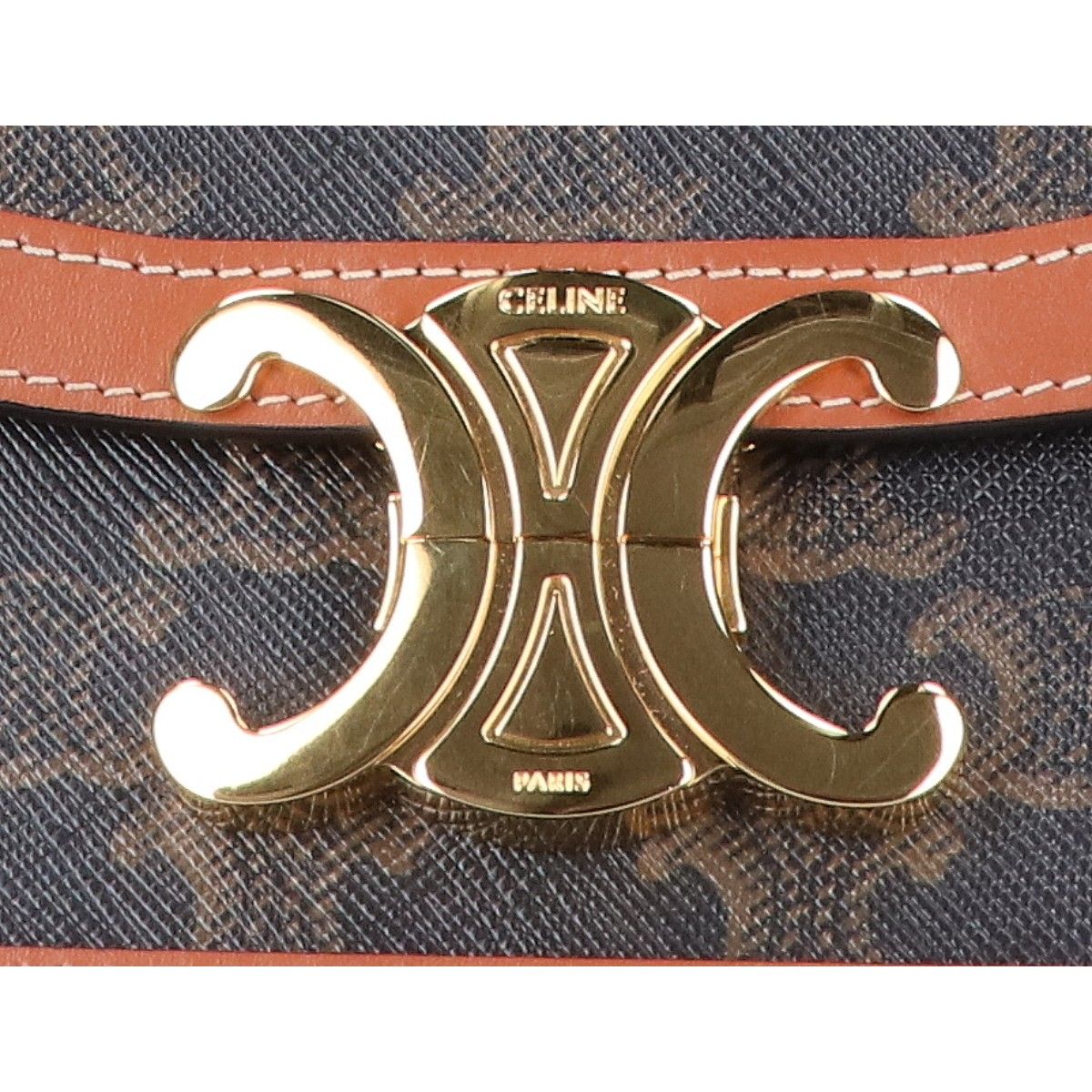 Celine Teen Triomphe Canvas &calfskin Shoulder Bag — view 9