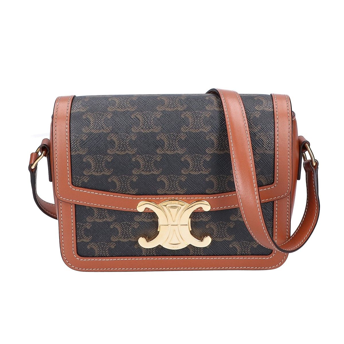 Celine Teen Triomphe Canvas &calfskin Shoulder Bag