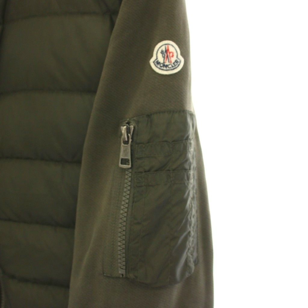 Moncler Maglia Cardigan Down Jacket Contrast Sleeves Zip Up S Khaki YM — view 5