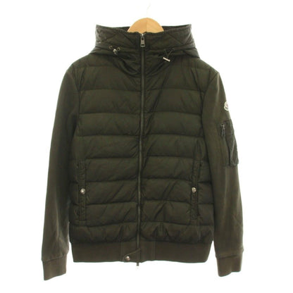 Moncler Maglia Cardigan Down Jacket Contrast Sleeves Zip Up S Khaki YM