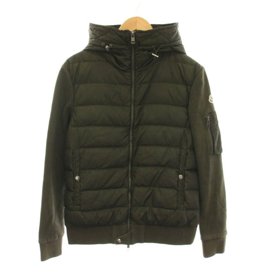 Moncler Maglia Cardigan Down Jacket Contrast Sleeves Zip Up S Khaki YM