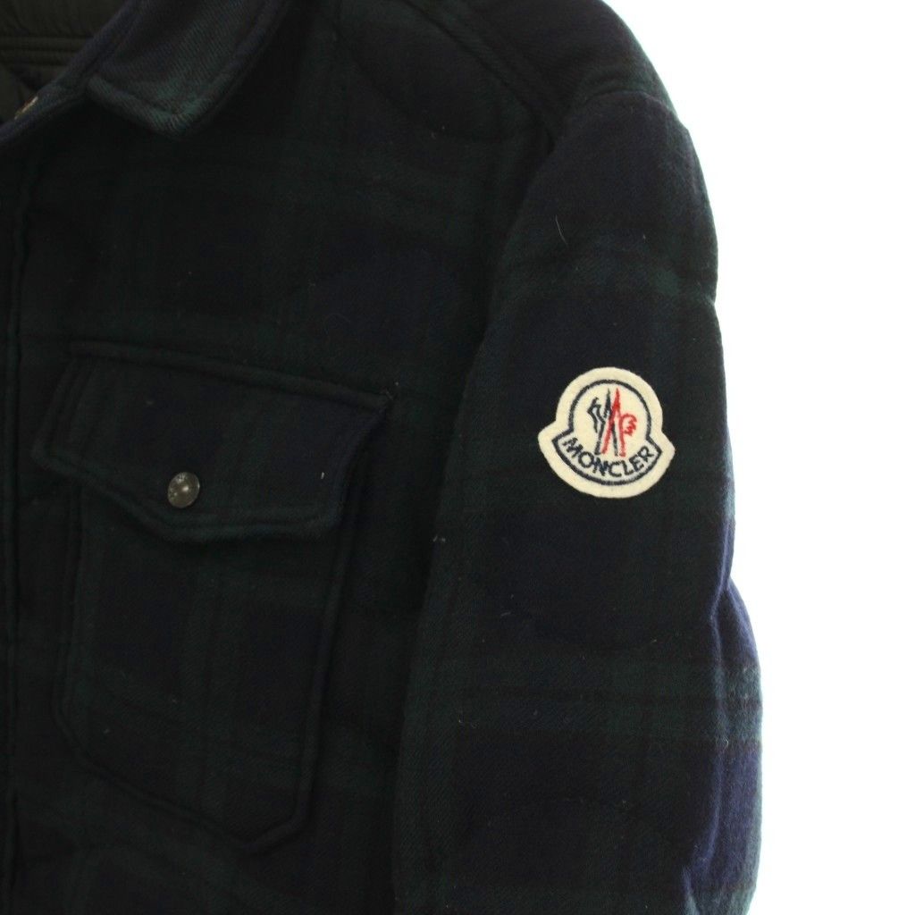 Moncler Nambour Down Jacket Check Quilted 1 Navy Green YM — view 6