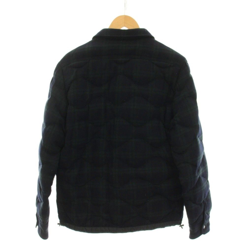 Moncler Nambour Down Jacket Check Quilted 1 Navy Green YM — view 2