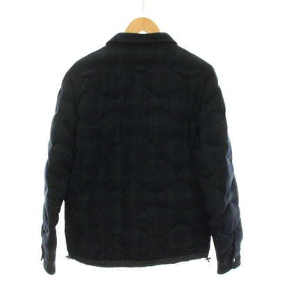 Moncler Nambour Down Jacket Check Quilted 1 Navy Green YM — view 2