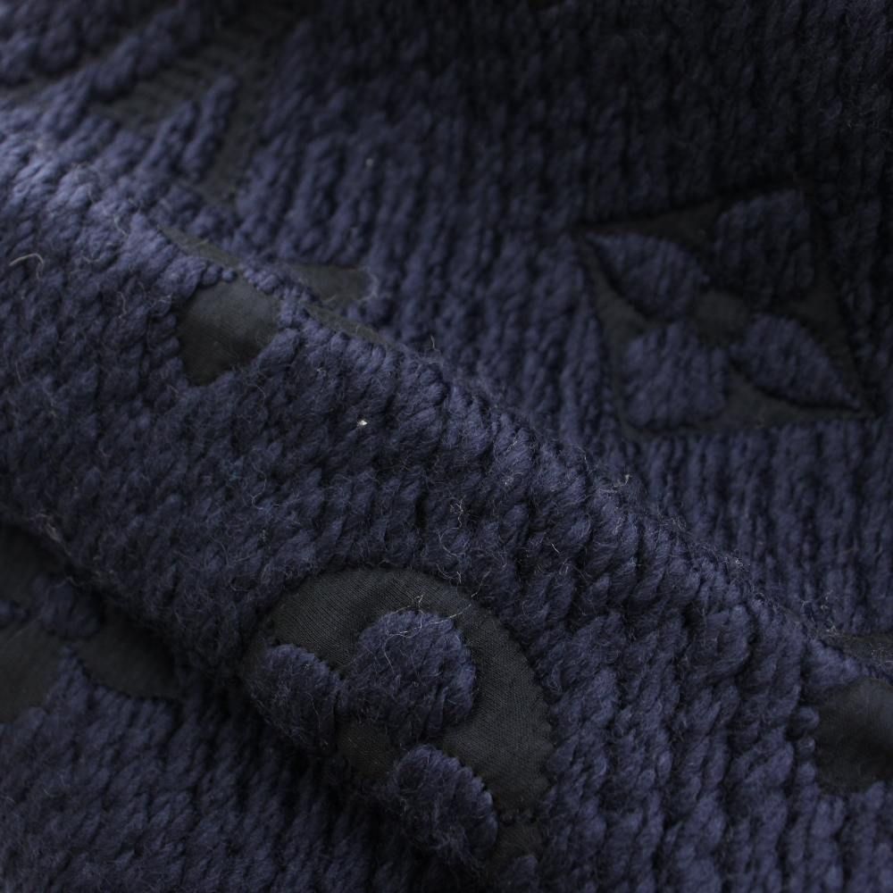 Louis Vuitton Echarpe Logo Mania Blue Nuit Scarf Monogram Fringe Silk Blend — view 6