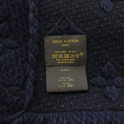 Louis Vuitton Echarpe Logo Mania Blue Nuit Scarf Monogram Fringe Silk Blend — view 4