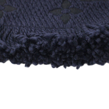 Louis Vuitton Echarpe Logo Mania Blue Nuit Scarf Monogram Fringe Silk Blend — view 5