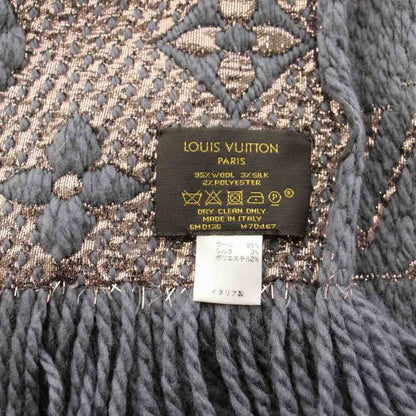 Louis Vuitton Echarpe Logo Mania Shine Scarf Fringe Monogram Silk Blend Gray — view 4