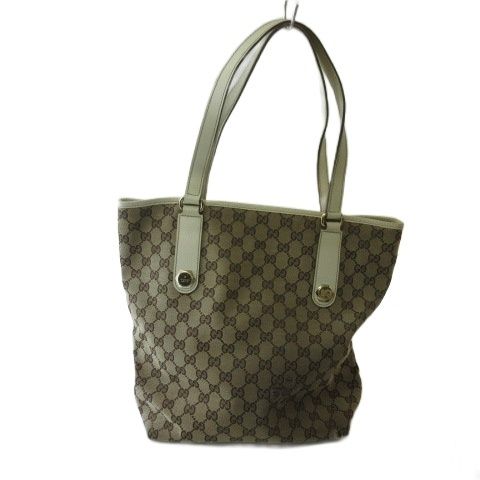 Gucci GG Canvas Tote Shoulder Bag Beige White — view 2