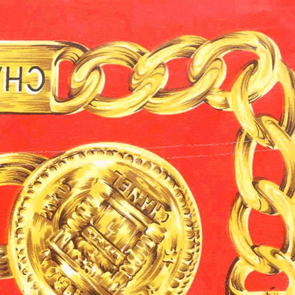 Chanel Scarf Chain Motif CC Logo Silk Red — view 6