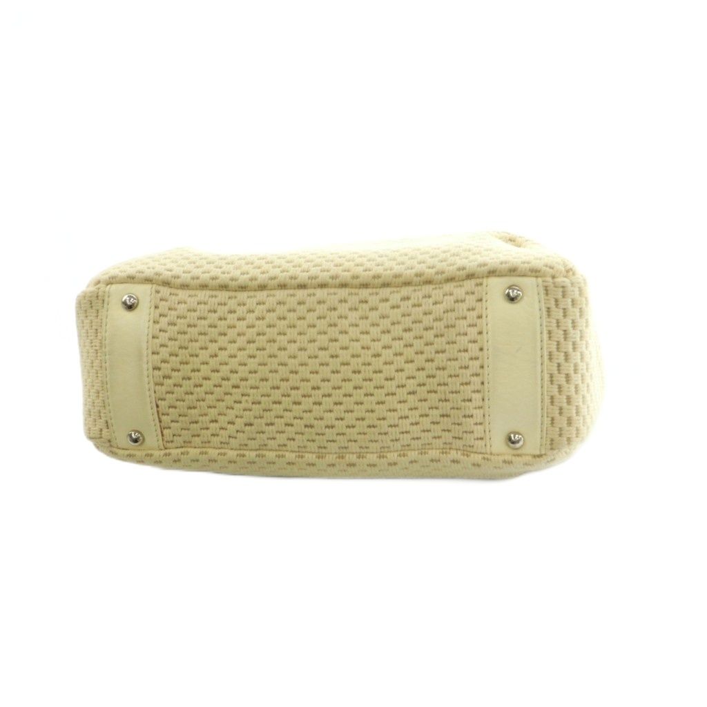 Chanel Handbag Knit Leather Trim Ivory — view 4