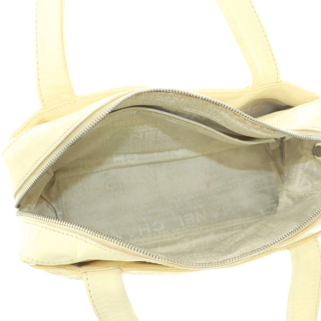 Chanel Handbag Knit Leather Trim Ivory — view 6