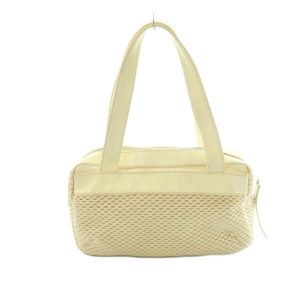 Chanel Handbag Knit Leather Trim Ivory — view 2