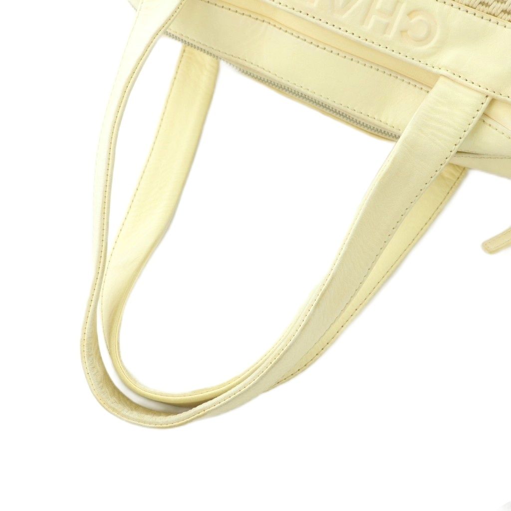 Chanel Handbag Knit Leather Trim Ivory — view 5