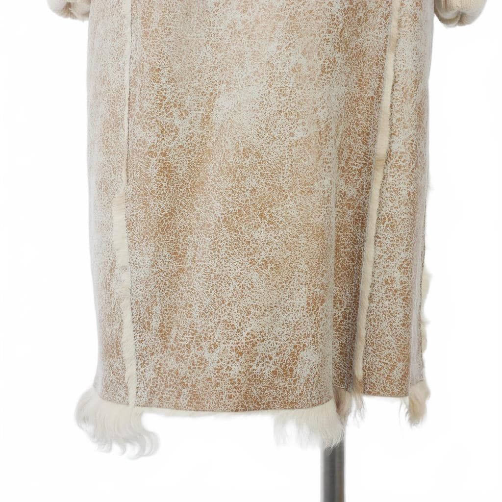 Dolce & Gabbana Coat Shearling Leather Knit Contrast High Neck Long Length 42 — view 8