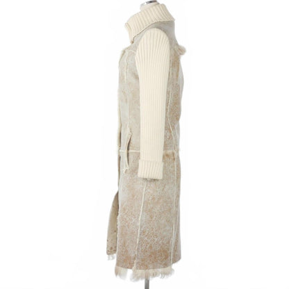 Dolce & Gabbana Coat Shearling Leather Knit Contrast High Neck Long Length 42 — view 5