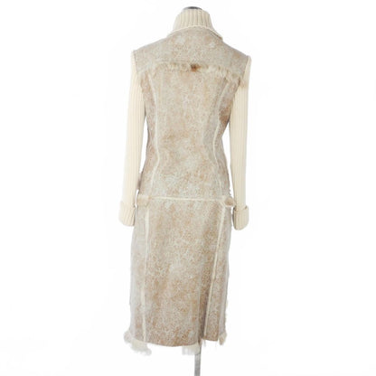 Dolce & Gabbana Coat Shearling Leather Knit Contrast High Neck Long Length 42 — view 6