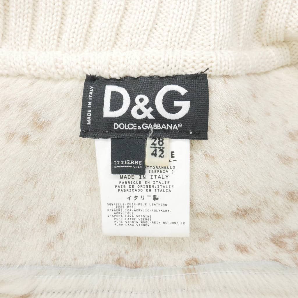 Dolce & Gabbana Coat Shearling Leather Knit Contrast High Neck Long Length 42 — view 9