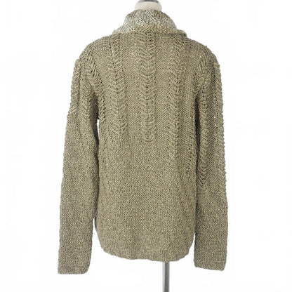 Fendi Cotton Knit Cardigan Long Sleeve with Collar Logege 46 Gray G3x — view 5