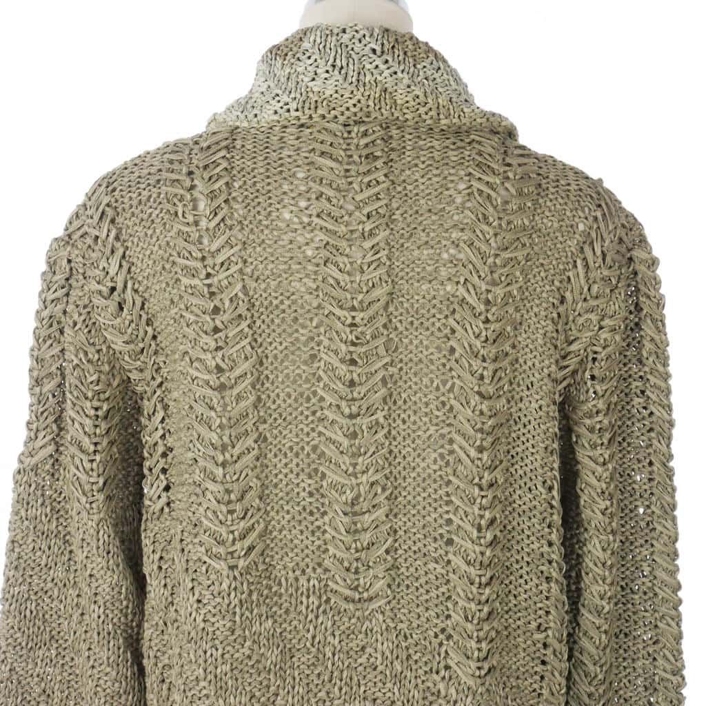 Fendi Cotton Knit Cardigan Long Sleeve with Collar Logege 46 Gray G3x — view 6
