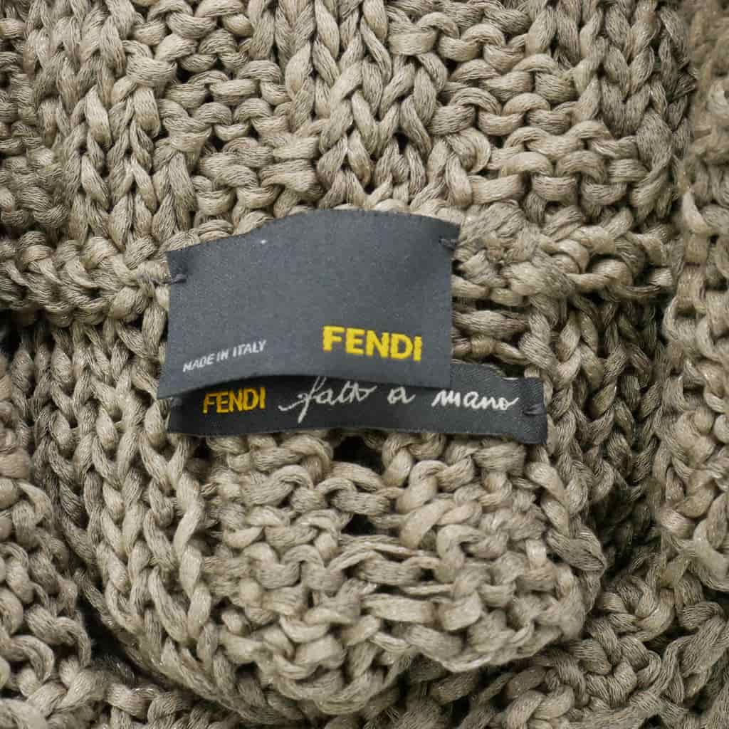 Fendi Cotton Knit Cardigan Long Sleeve with Collar Logege 46 Gray G3x — view 8