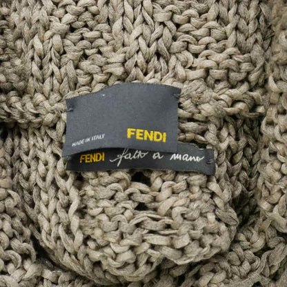 Fendi Cotton Knit Cardigan Long Sleeve with Collar Logege 46 Gray G3x — view 8
