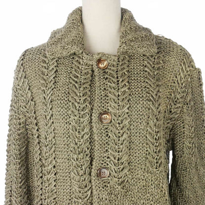 Fendi Cotton Knit Cardigan Long Sleeve with Collar Logege 46 Gray G3x — view 2