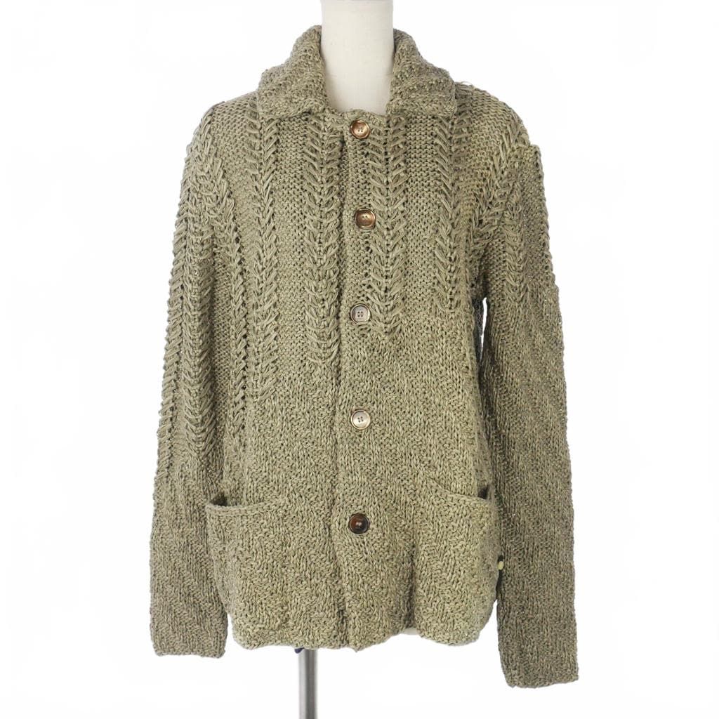 Fendi Cotton Knit Cardigan Long Sleeve with Collar Logege 46 Gray G3x