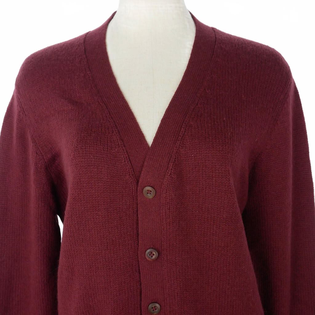 Prada Knit Cardigan Elbow Patch Neck Long Sleeve 46 Red — view 2