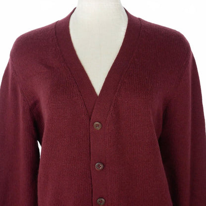 Prada Knit Cardigan Elbow Patch Neck Long Sleeve 46 Red — view 2