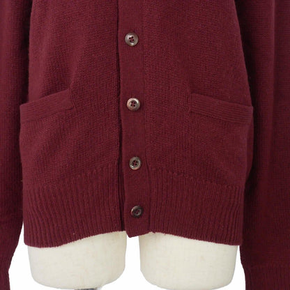 Prada Knit Cardigan Elbow Patch Neck Long Sleeve 46 Red — view 3