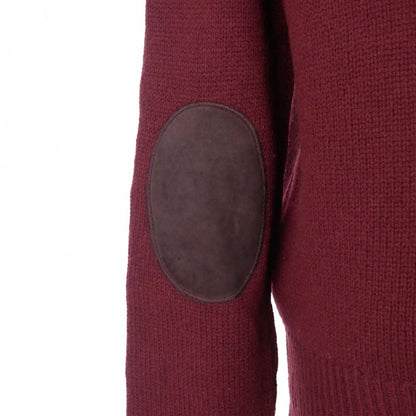 Prada Knit Cardigan Elbow Patch Neck Long Sleeve 46 Red — view 6