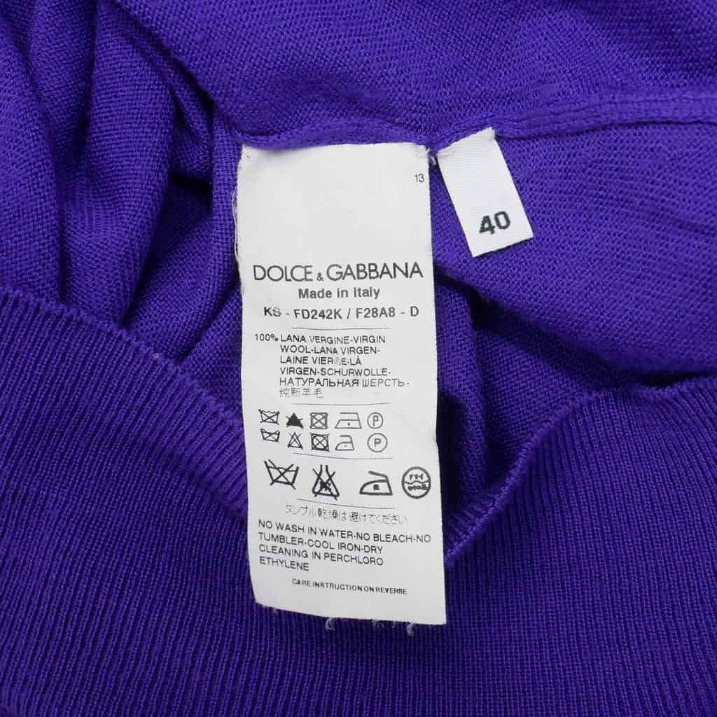 Dolce & Gabbana Lace Contrast Knit Sweater Long Sleeve Neck Wool 40 Purple — view 9