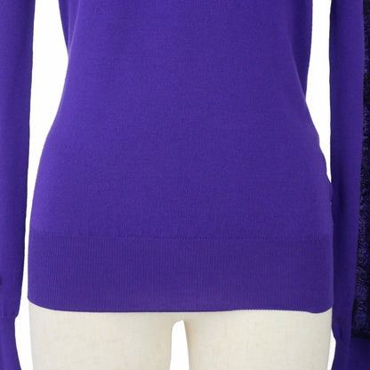 Dolce & Gabbana Lace Contrast Knit Sweater Long Sleeve Neck Wool 40 Purple — view 3