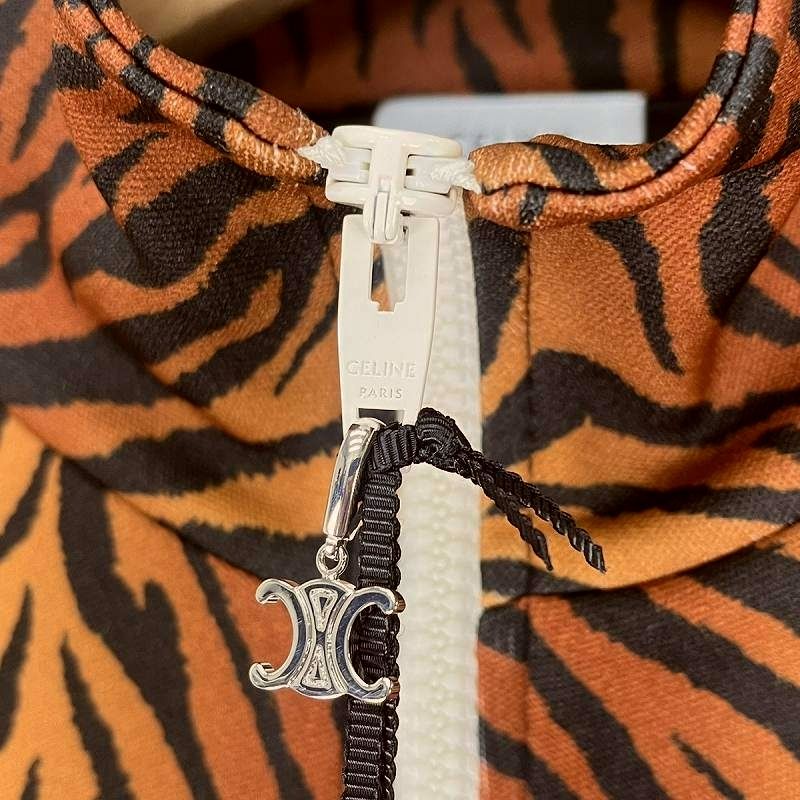 Celine Tiger Zip Up Track Jacket Zip UP Sweatshirt Animal Pattern XS Brown — view 6