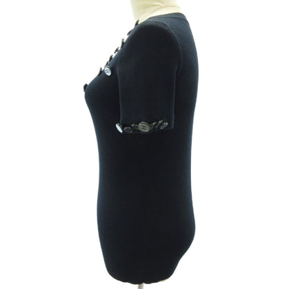 Chanel 08c Cropped T Coco Button Knit Sweater Navy Blue 42 LL — view 5