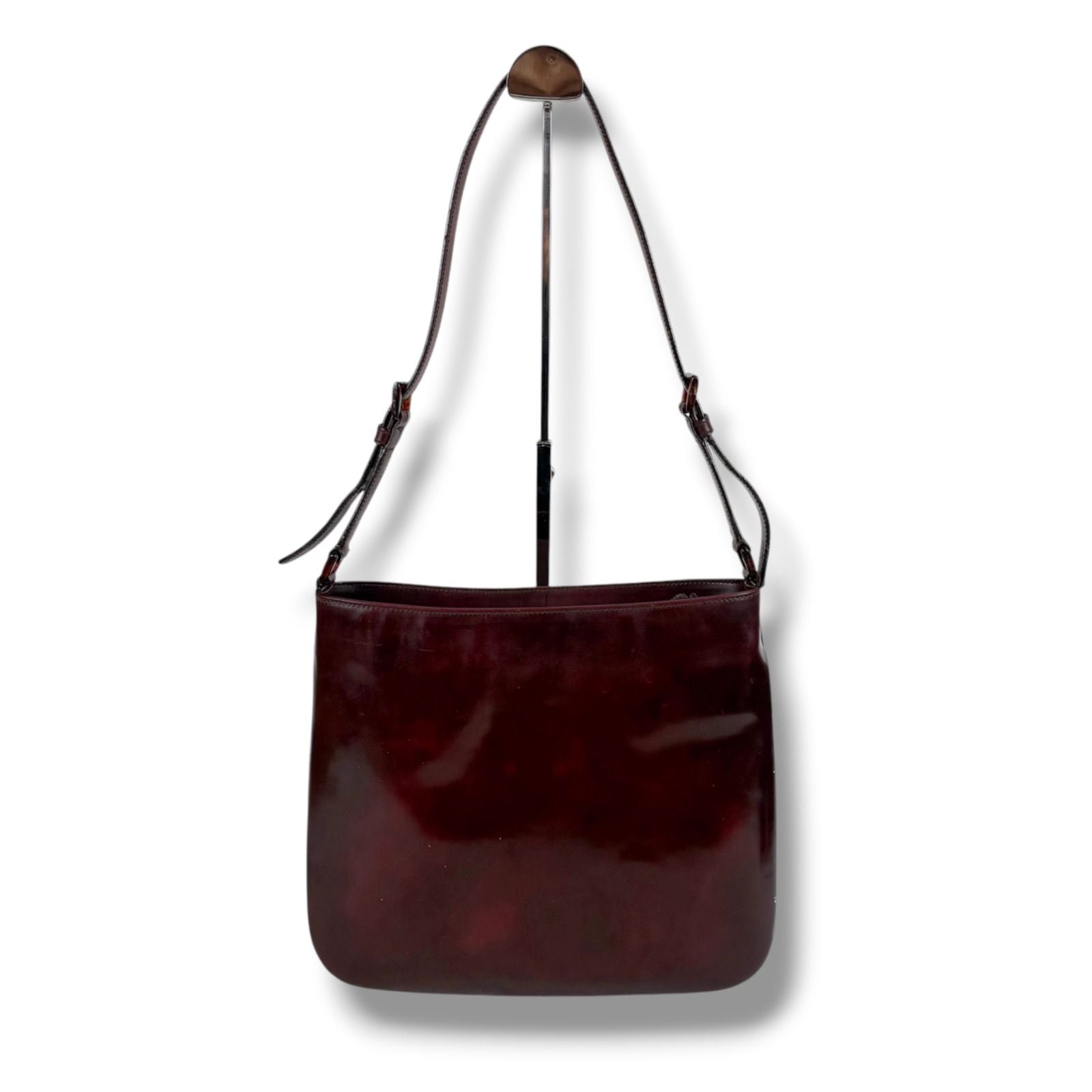 Prada Mirror Calf Leather Shoulder Bag Bordeaux — view 3