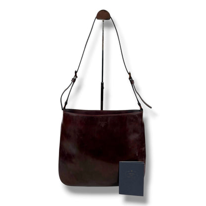 Prada Mirror Calf Leather Shoulder Bag Bordeaux