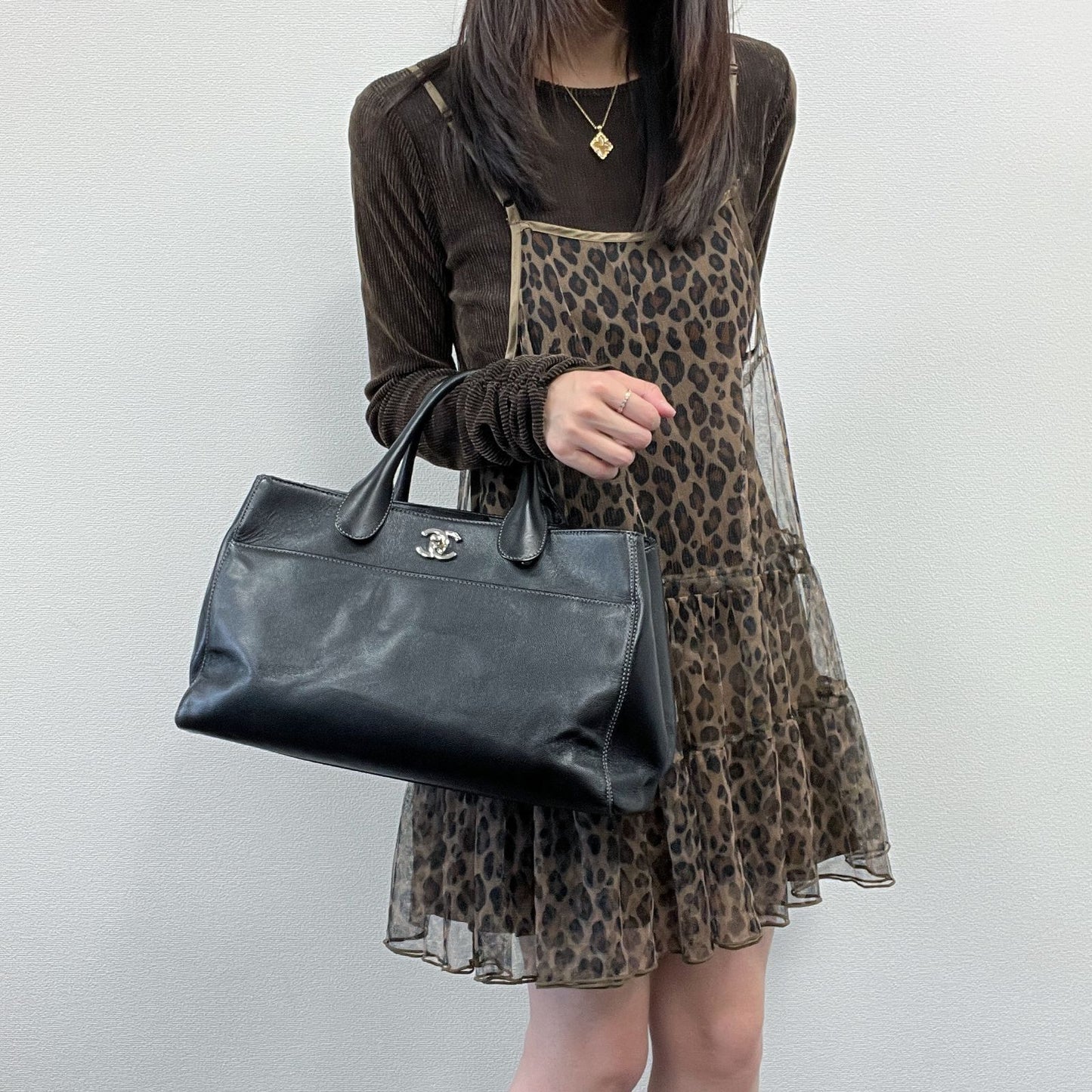Chanel CC Logo Executive Tote Black Caviar Leather Vintage