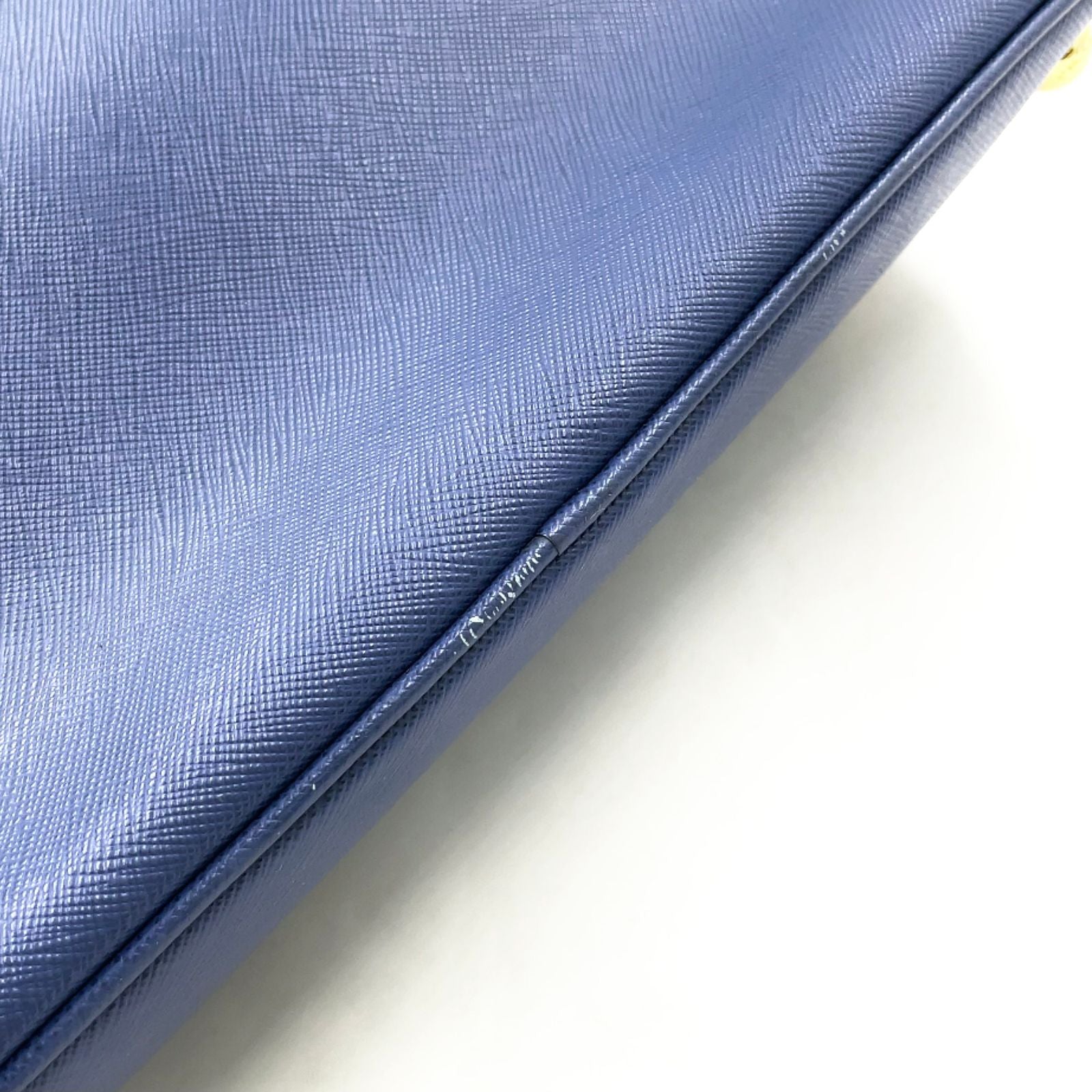 Prada Galleria 2-Way Shoulder Leather Blue Handbag Gold — view 9