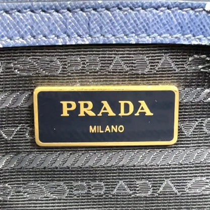 Prada Galleria 2-Way Shoulder Leather Blue Handbag Gold — view 4