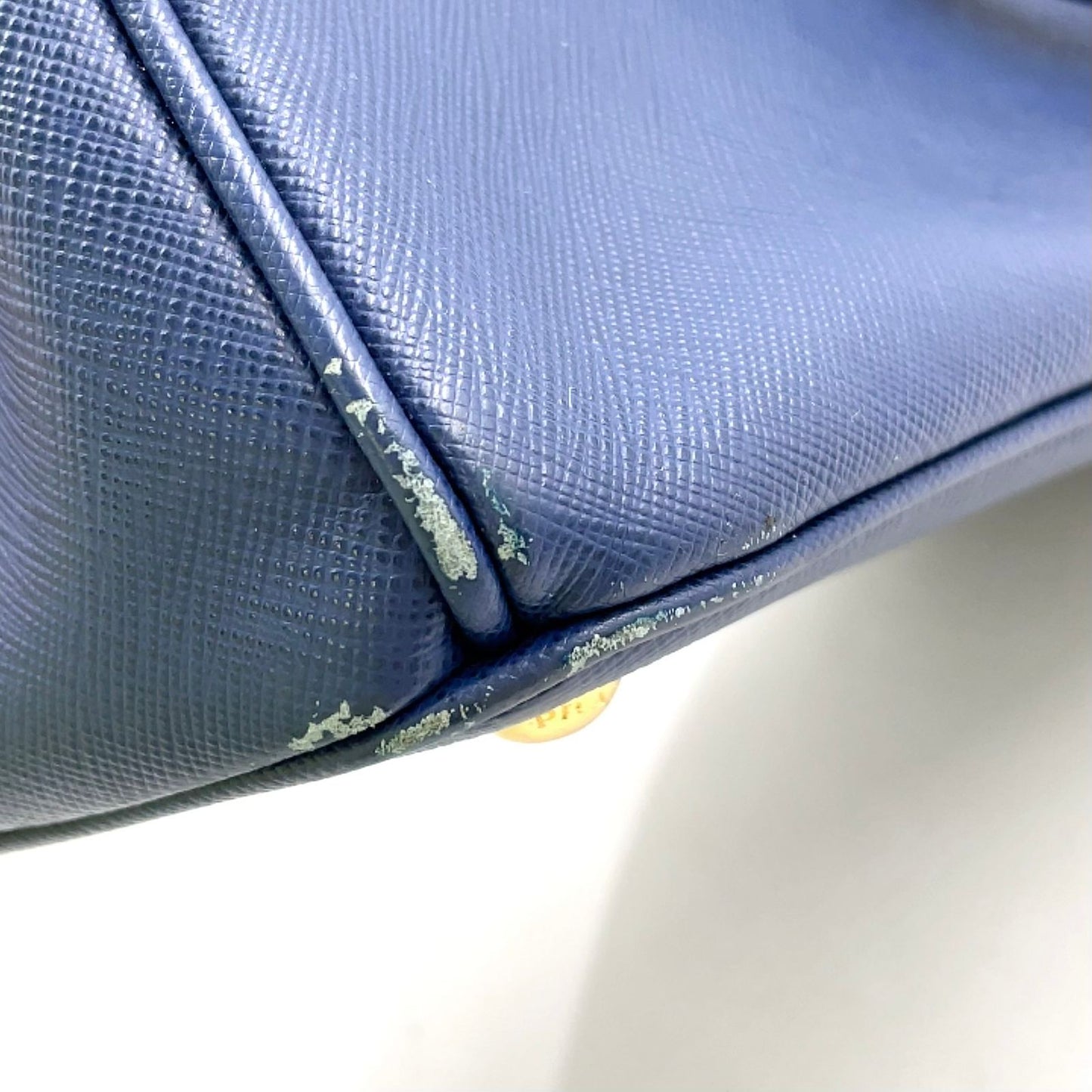 Prada Galleria 2-Way Shoulder Leather Blue Handbag Gold — view 7